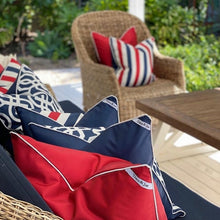 Load image into Gallery viewer, Amalfi Cushion Cover - Navy/Red - Boho Bliss