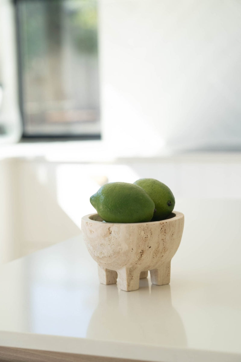 Jillian Four Leg Bowl - Travertine – Boho Bliss