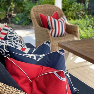 Amalfi Outdoor Cushion Cover - Navy/Red