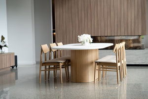 Harlow Dining Chair - Natural with Linen Seat - Boho Bliss