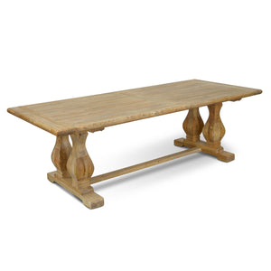 Atrium Reclaimed Elm Wood Dining Table 2.4m - Rustic Natural - Boho Bliss