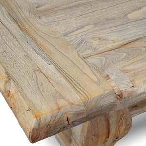 Atrium Reclaimed Elm Wood Dining Table 2.4m - Rustic Natural - Boho Bliss