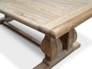 Atrium Reclaimed Elm Wood Dining Table 3m - Rustic Natural - Boho Bliss