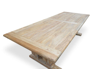Atrium Reclaimed Elm Wood Dining Table 3m - Rustic Natural - Boho Bliss