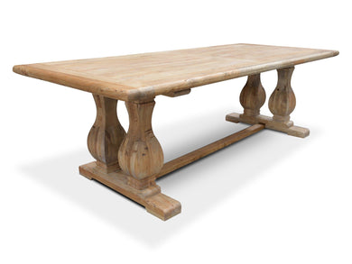 Atrium Reclaimed Elm Wood Dining Table 3m - Rustic Natural - Boho Bliss
