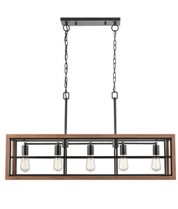 Banquet Pendant - Retro Interior Rectangular Wood Frame - Boho Bliss