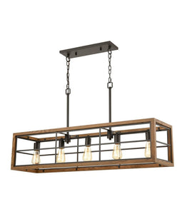 Banquet Pendant - Retro Interior Rectangular Wood Frame - Boho Bliss