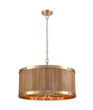 Load image into Gallery viewer, Baroque Pendant - Medium Oak/Satin Brass - Boho Bliss
