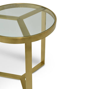 Byron Side Table - Brushed Gold Base - Boho Bliss
