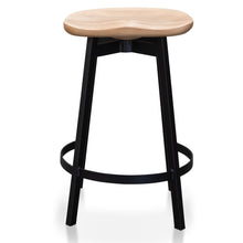 Load image into Gallery viewer, Davies Bar Stool - Natural, Matte Black Frame - Boho Bliss