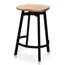 Load image into Gallery viewer, Davies Bar Stool - Natural, Matte Black Frame - Boho Bliss