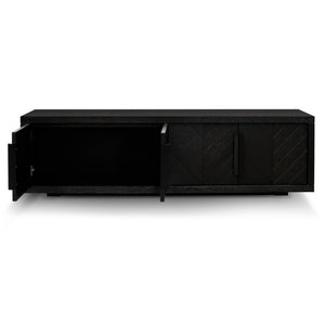 Ebony Entertainment Unit 1.8m - Textured Black - Boho Bliss