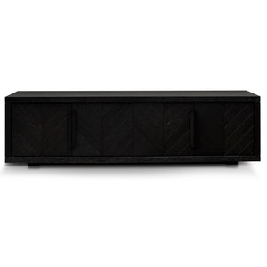 Ebony Entertainment Unit 1.8m - Textured Black - Boho Bliss