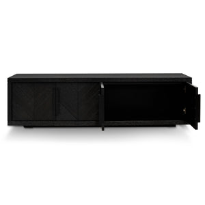 Ebony Entertainment Unit 1.8m - Textured Black - Boho Bliss