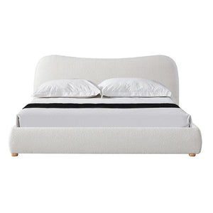 Elowen King Bed - Cream White Boucle - Boho Bliss
