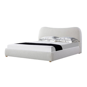Elowen King Bed - Cream White Boucle - Boho Bliss