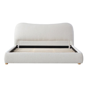 Elowen King Bed - Cream White Boucle - Boho Bliss