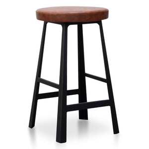 Fina Bar Stool - Rustic Brown, Black Frame - Boho Bliss