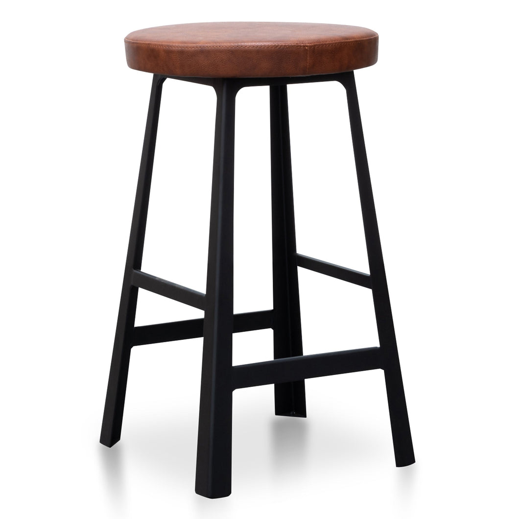 Fina Bar Stool - Rustic Brown, Black Frame - Boho Bliss