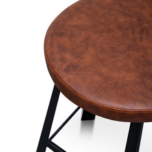 Load image into Gallery viewer, Fina Bar Stool - Rustic Brown, Black Frame - Boho Bliss
