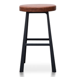 Fina Bar Stool - Rustic Brown, Black Frame - Boho Bliss
