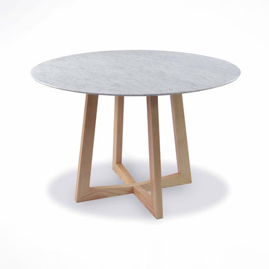 Galu Round Dining Table 1.15m - Marble Top/Natural - Boho Bliss