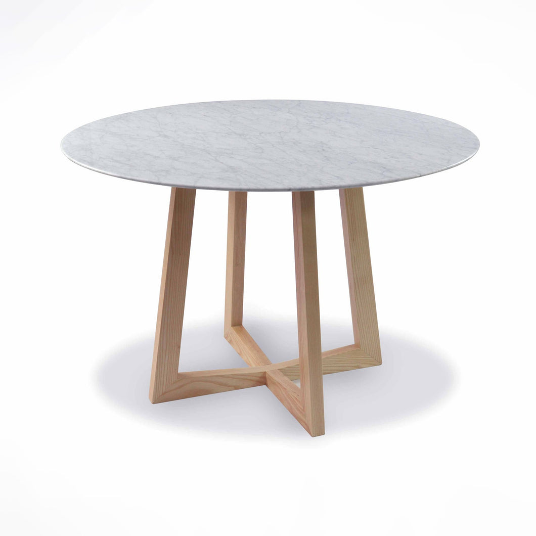 Galu Round Dining Table 1.15m - Marble Top/Natural - Boho Bliss