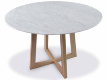 Load image into Gallery viewer, Galu Round Dining Table 1.15m - Marble Top/Natural - Boho Bliss