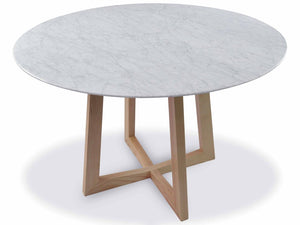 Galu Round Dining Table 1.15m - Marble Top/Natural - Boho Bliss