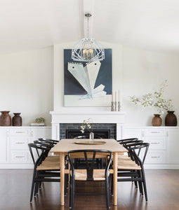 Gamma Wide Angular Cage Pendant Light - White - Boho Bliss