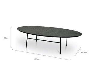 Gnarly Coffee Table 117.5cm - Black Ash Veneer, Black Frame - Boho Bliss