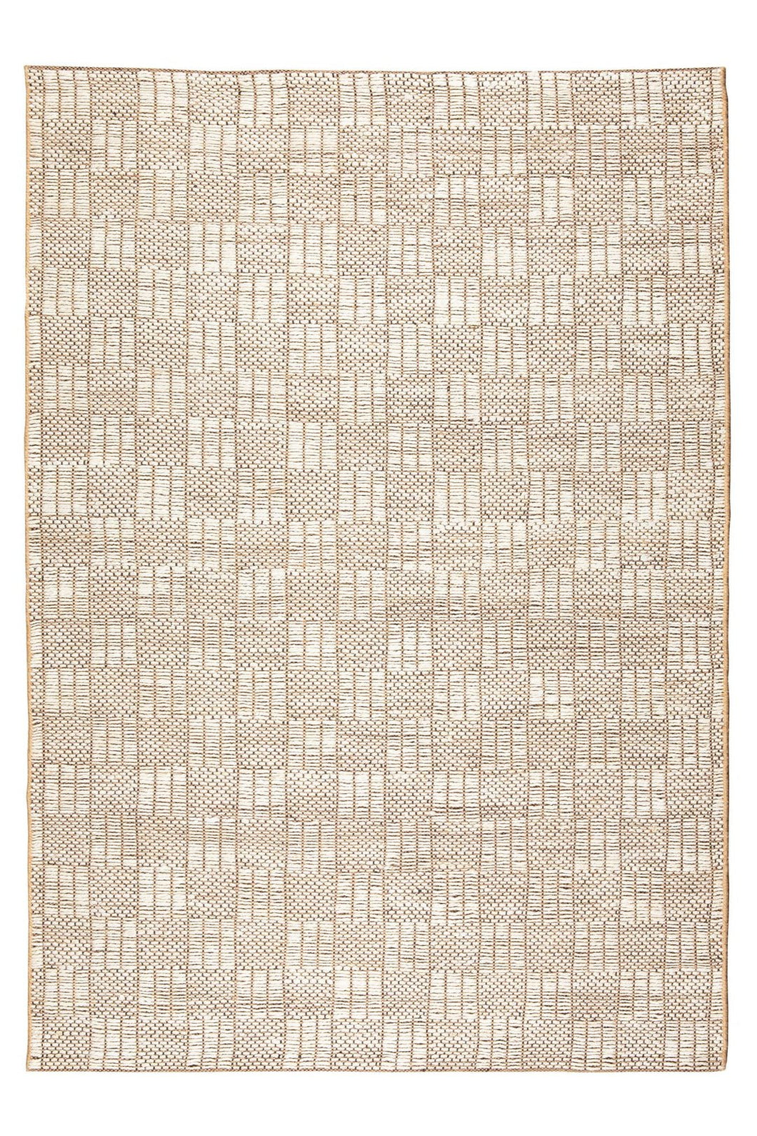 Grid Natural Rug 365x457 - Stone - Boho Bliss