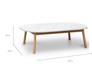 Hamiltion Marble Coffee Table 110cm - Natural Base - Boho Bliss