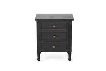 Load image into Gallery viewer, Hamilton 3 Drawer Bedside Table 57cm - Black - Boho Bliss