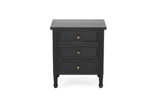 Hamilton 3 Drawer Bedside Table 57cm - Black - Boho Bliss