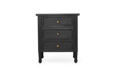 Load image into Gallery viewer, Hamilton 3 Drawer Bedside Table 57cm - Black - Boho Bliss
