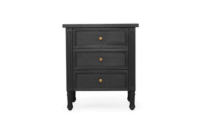 Hamilton 3 Drawer Bedside Table 57cm - Black - Boho Bliss