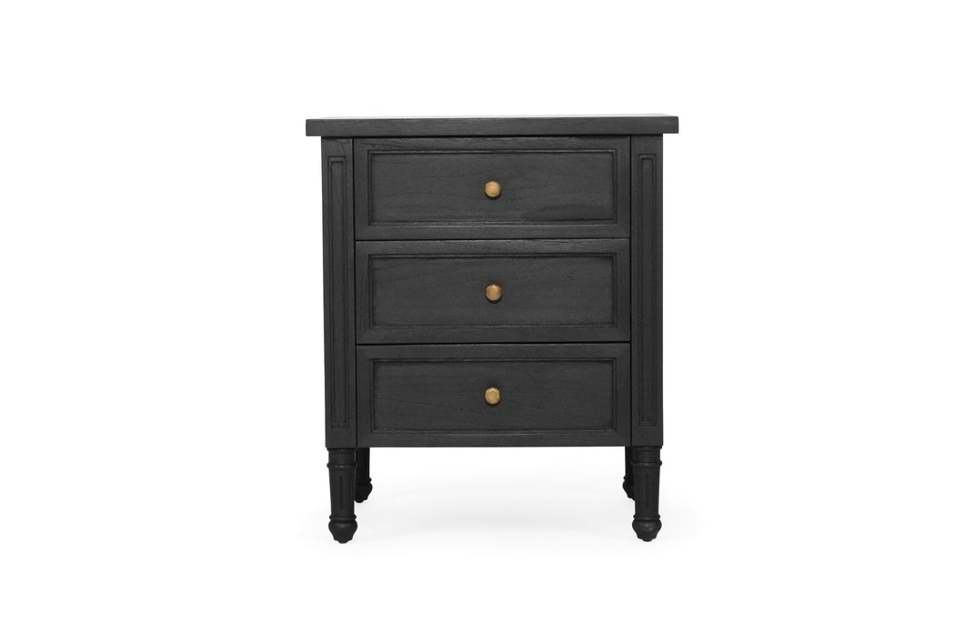 Hamilton 3 Drawer Bedside Table 57cm - Black - Boho Bliss