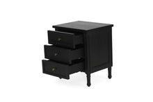 Load image into Gallery viewer, Hamilton 3 Drawer Bedside Table 57cm - Black - Boho Bliss