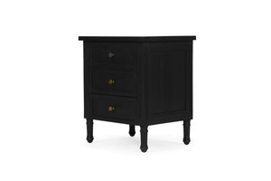 Hamilton 3 Drawer Bedside Table 57cm - Black - Boho Bliss