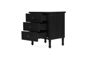 Hamilton 3 Drawer Bedside Table 57cm - Black - Boho Bliss