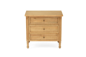 Hamilton 3 Drawer Bedside Table 70cm - Weathered Oak - Boho Bliss