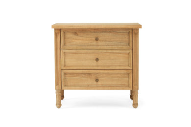 Hamilton 3 Drawer Bedside Table 70cm - Weathered Oak - Boho Bliss