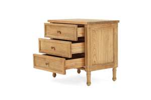 Hamilton 3 Drawer Bedside Table 70cm - Weathered Oak - Boho Bliss