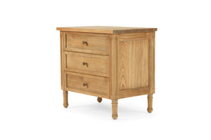 Hamilton 3 Drawer Bedside Table 70cm - Weathered Oak - Boho Bliss