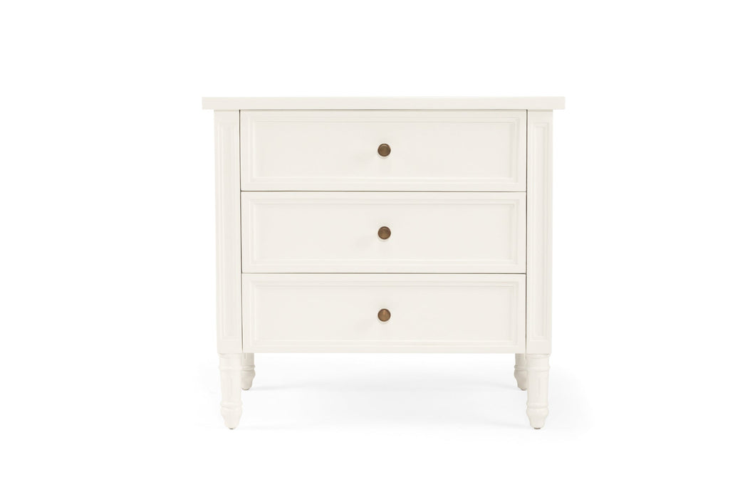 Hamilton 3 Drawer Bedside Table 70cm - White - Boho Bliss