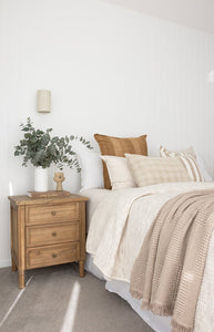 Hamilton Bedside Table - 3 Drawer Natural - Boho Bliss