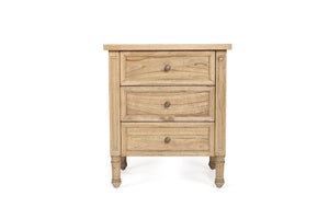 Hamilton Bedside Table - 3 Drawer Natural - Boho Bliss