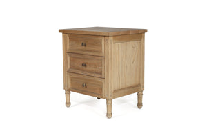 Hamilton Bedside Table - 3 Drawer Natural - Boho Bliss