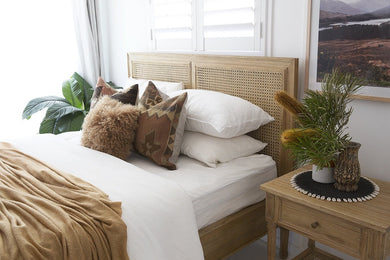 Hamilton Cane Bed - Weathered Oak - King - No End - Boho Bliss